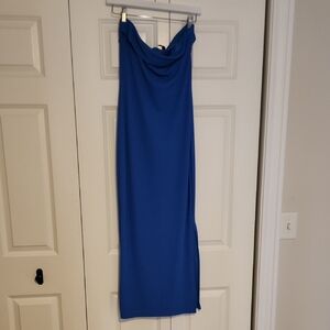 Chic Strapless Blue Dress